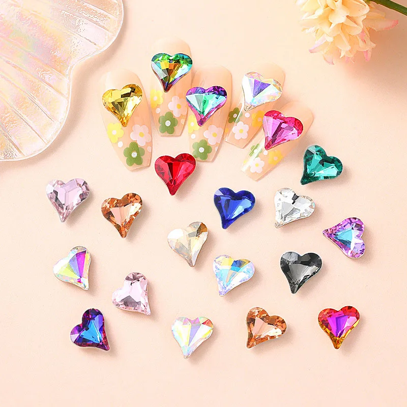 New Nail Art Heart Diamond Jewelry 12x13mm Pointed Bottom Shaped Gems Big  Peach