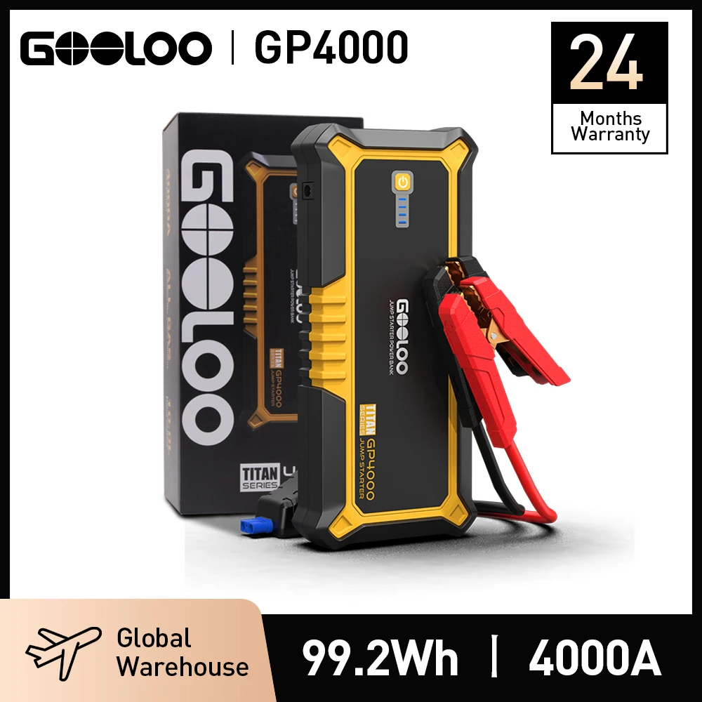 GOOLOO – démarreur de saut de voiture, Super capacité 4000a, 26800mAh,  batterie externe d'automobile Portable 12V, Booster de Charge de batterie  de véhicule