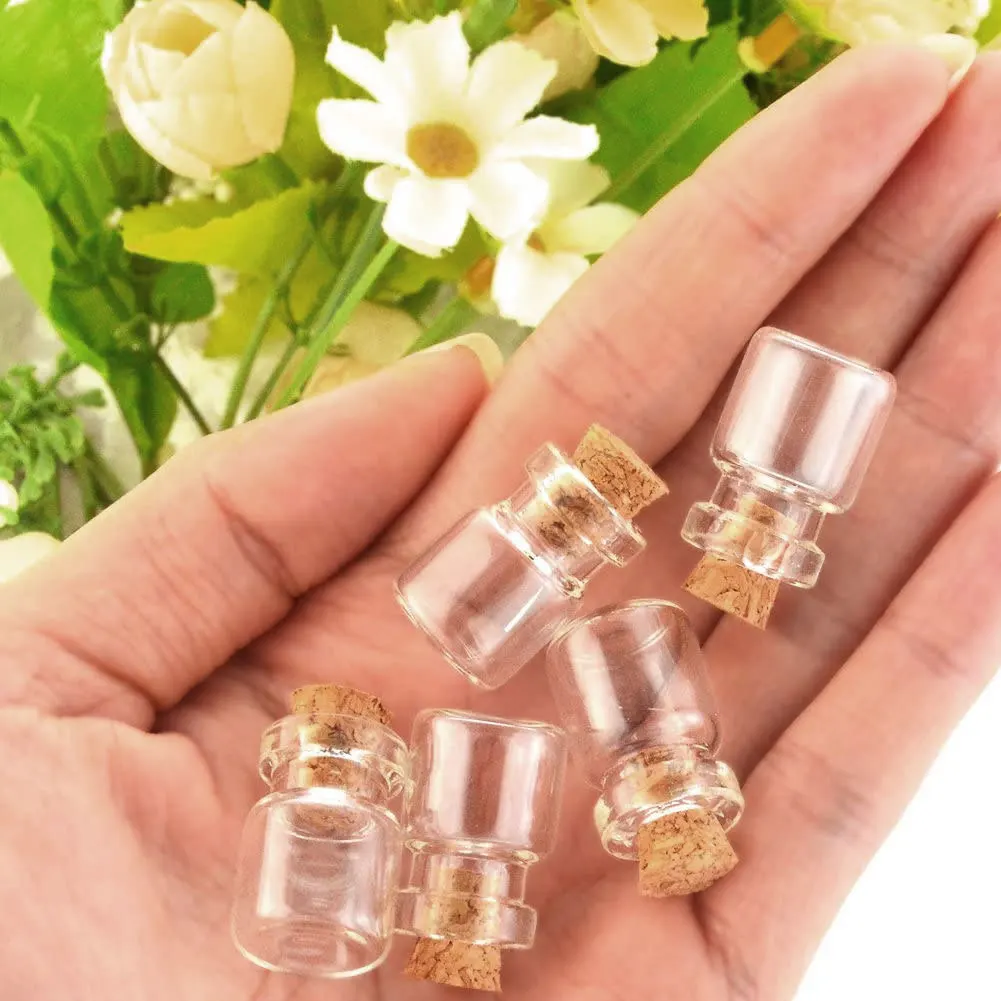 50pcs/a set Mini DIY Glass Bottle Exquisite Cork Drift Wishes Cute Jar Small Bottle 1ml 13*18mm
