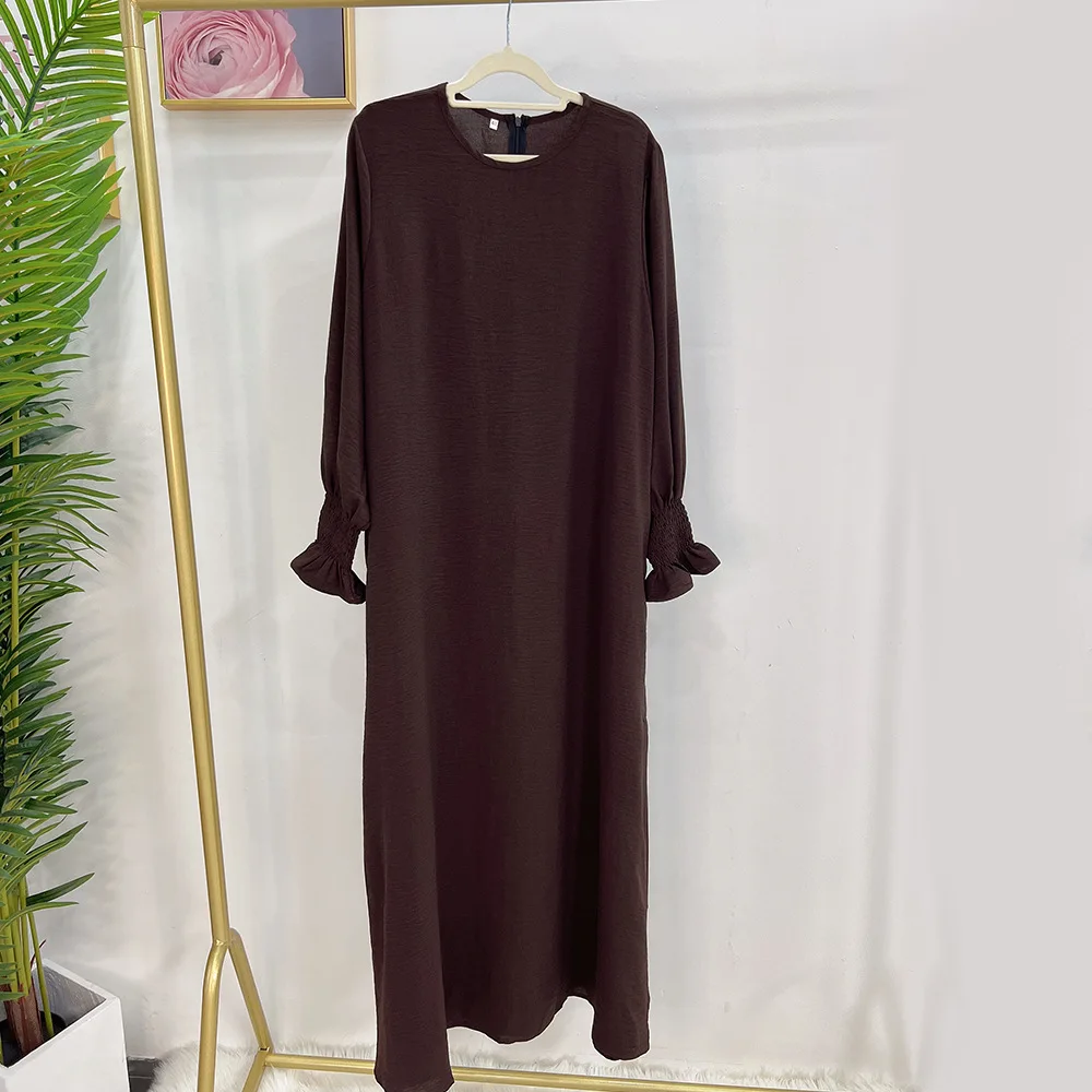 Ramadan Eid Prayer Dress Women Plain Long Hijab Robe Floral Cuff Muslim Abaya Dress Dubai Islamic Clothing Modest Clothes Kaftan