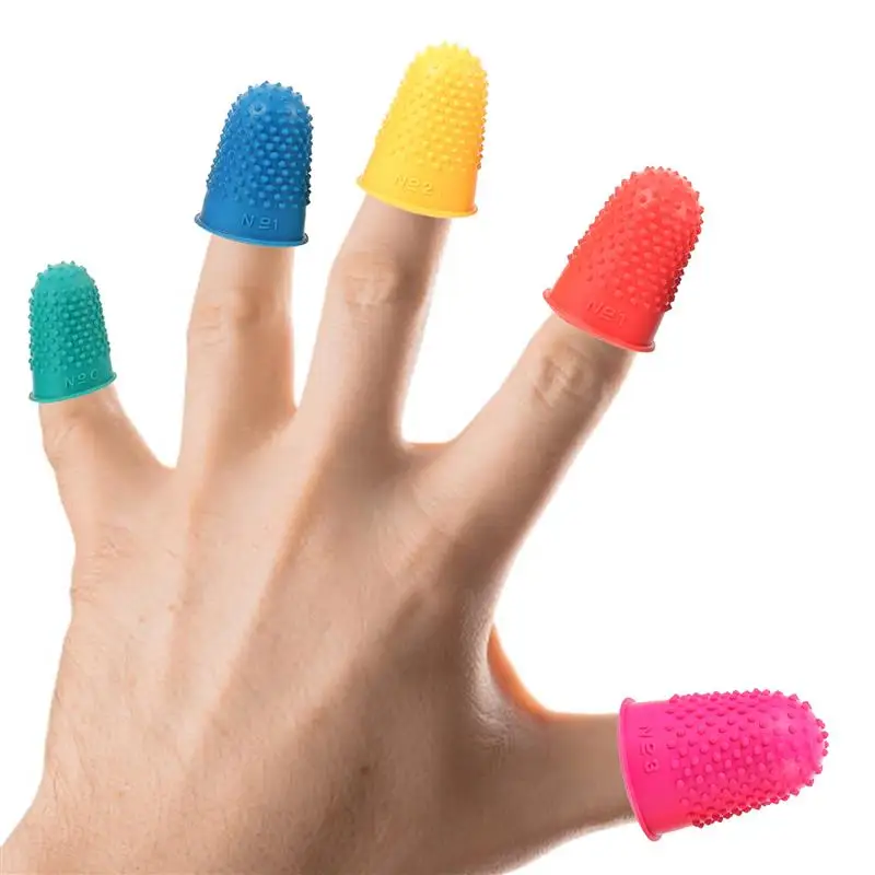 20pcs Rubber Finger Protectors Sleeve Cover Anti-Slip Finger Guard Embroidery Knitting Sewing Thimble Cover Cots