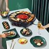 Multifunctional shabu grilling one pot household large electric hot pot cooking smokeless non-stick grilling oven 4