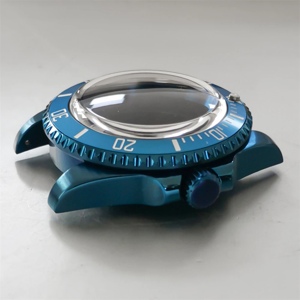 

High Quality Domed Mirror Electroplated Blue Watch Case 40mm Stainless Steel Sapphire Glass Case for NH35 NH36 Movement