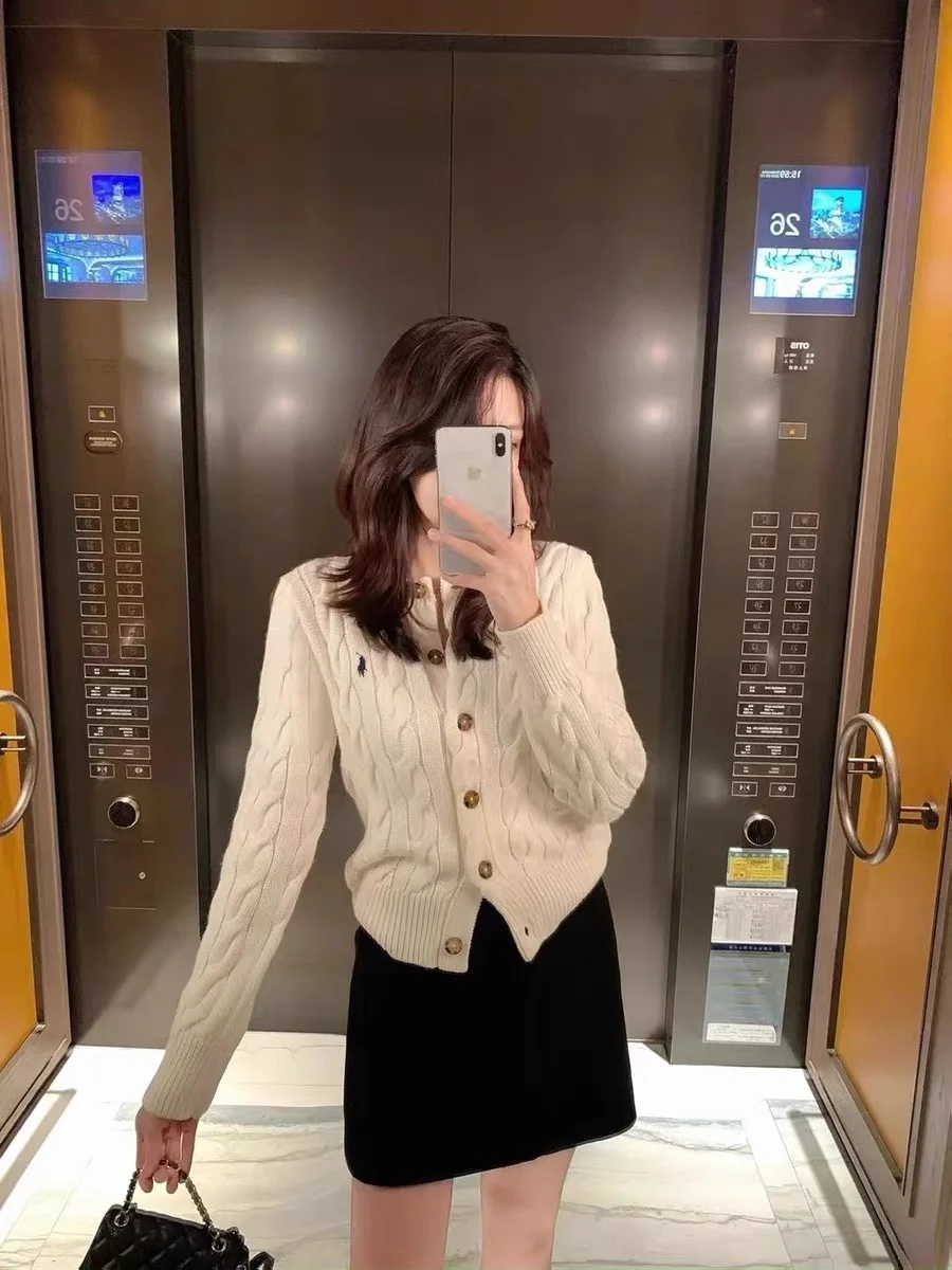 여성용 자수 캐시미어 가디건, 라운드 넥, 루즈한 긴팔 스웨터, 단색, 가을 및 겨울, 신상
