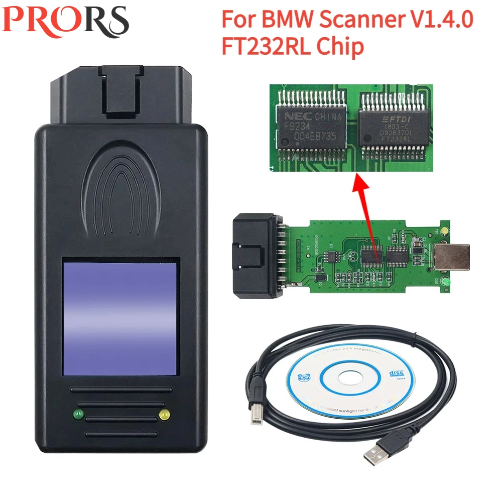 

Latest A++ Quality OBD2 Auto Scanner 1.4.0 for BMW Scanner Tool Unlock Version 1.4 with FT232RL Chip PA Soft V1.4.0 for BMW Tool