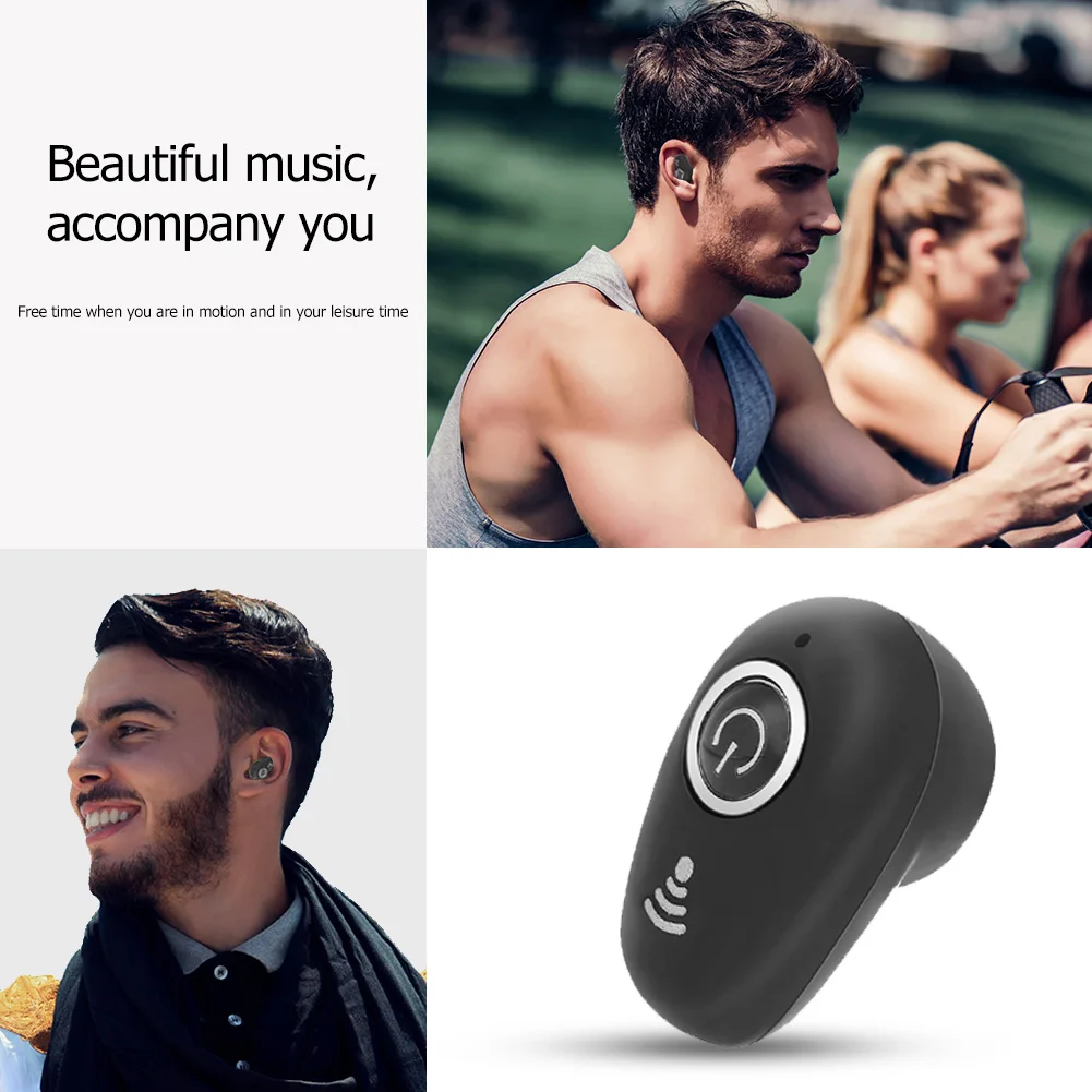 S650 무선 블루투스 호환 미니 이어폰, 핸즈프리 인비저블 이어버드, 블랙