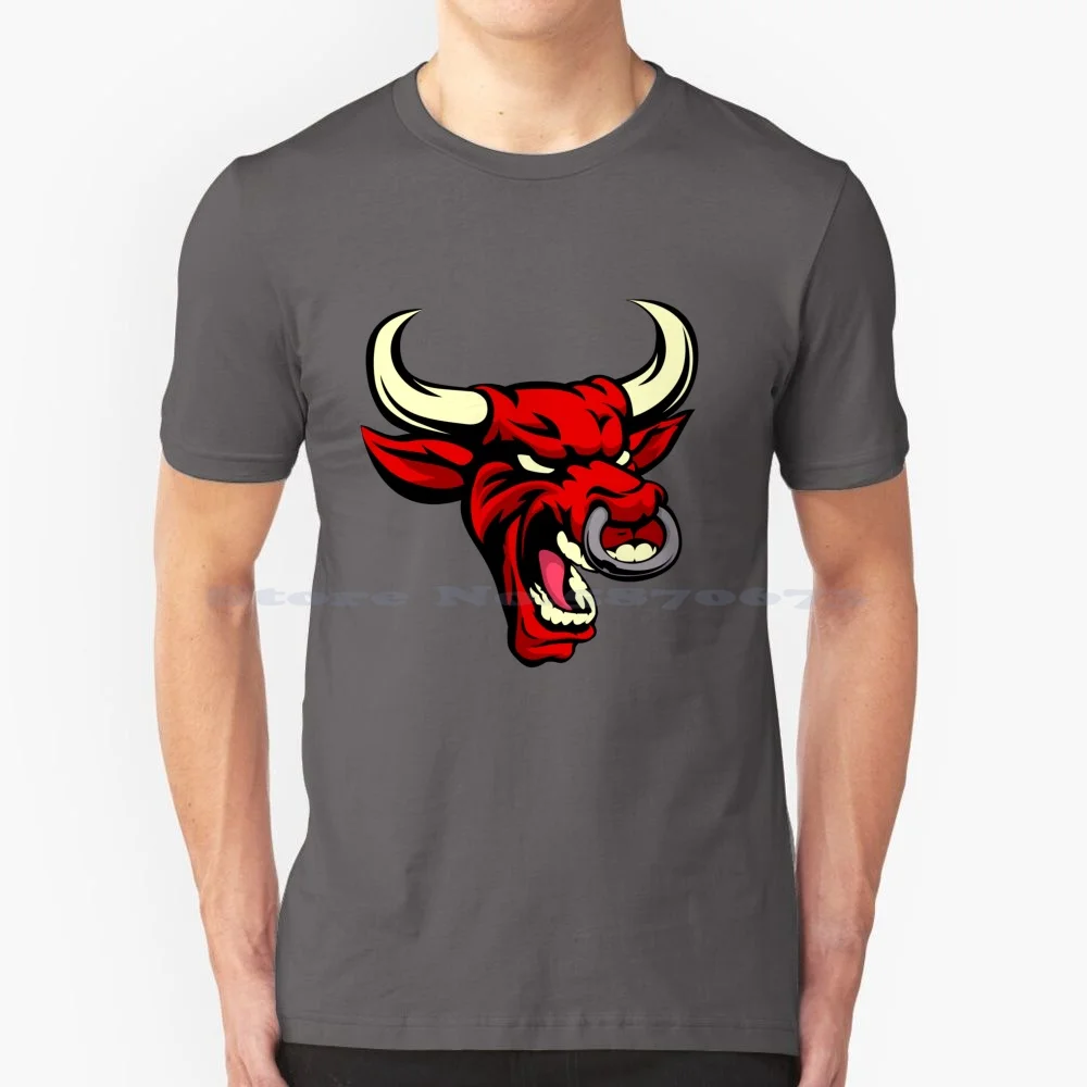 Red-Bull T Shirt 100% Cotone Tee Feroce Bull Trendy Moderno Colore Rosso Colore Rosso Bull Forte Forza Feroceous Vector Angry