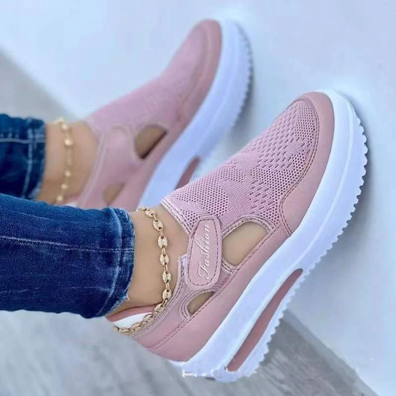 Women's Fashion Vulcanized Sneakers Platform Solid Color Flats Casual Breathable Wedges Walking Sneakers women shoes