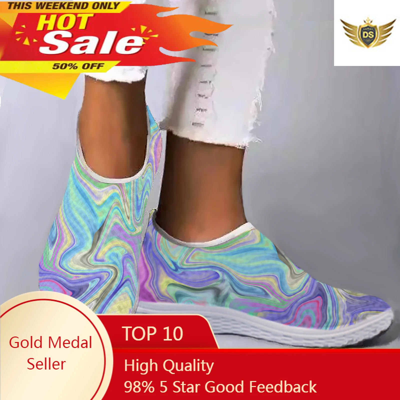 

Rainbow Psychedelic Print Lightweight Breathable Shoes Women Loafers Slip On Casual Shoes Flats Shoes Zapatos