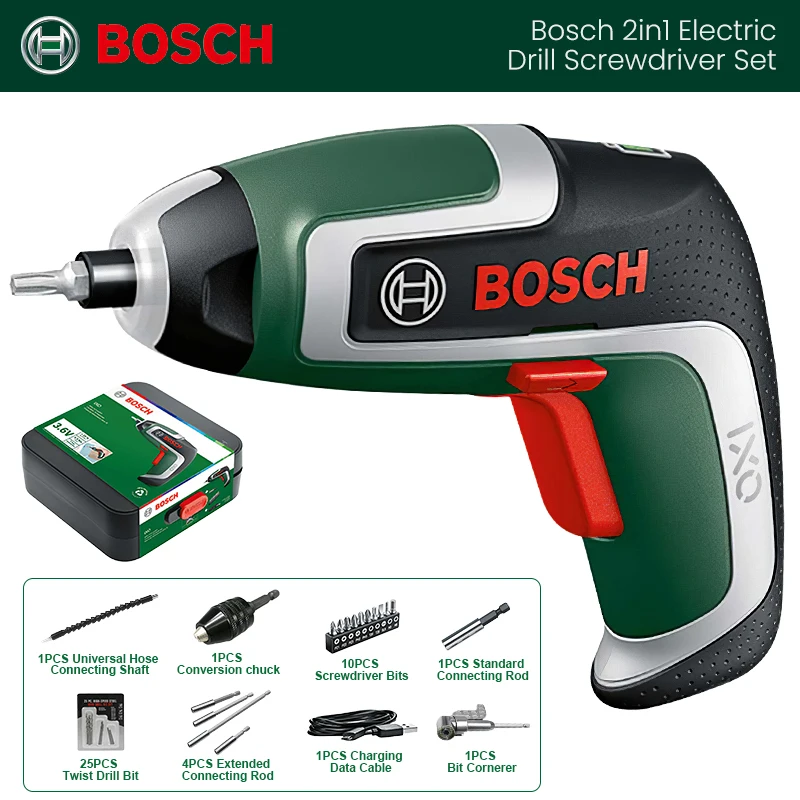 Bosch Multifunctional Electric Cordless Battery Impact Drills Screwdriver Set Cordless Electric Drill Screwdriver Accessory Tool 104pcs li ion battery driver drills screwdriver hand bicycle repair vehicle tools for car electric cordless drill power tool set