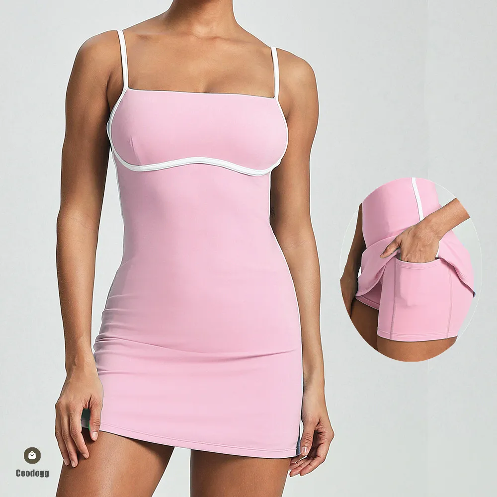 2025 Pad Pockets Workout Tennis Yoga Set Dress Built Anti Shorts Golf Athletic Mini Dresses Gym Active Wear yoga set sports set gym workout set sportswear set fitness set sports bra set yoga pants set
