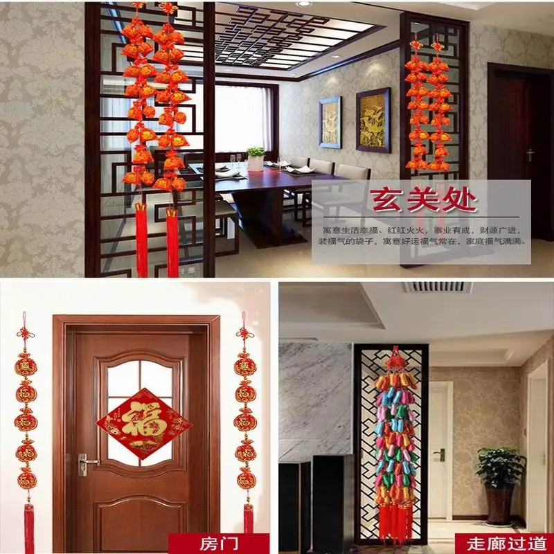 Chinese New Year Decorations 2023 Spring Festival Hanging Pendants Red Lucky Bags Door Street Pendant Traditional Door Ornament