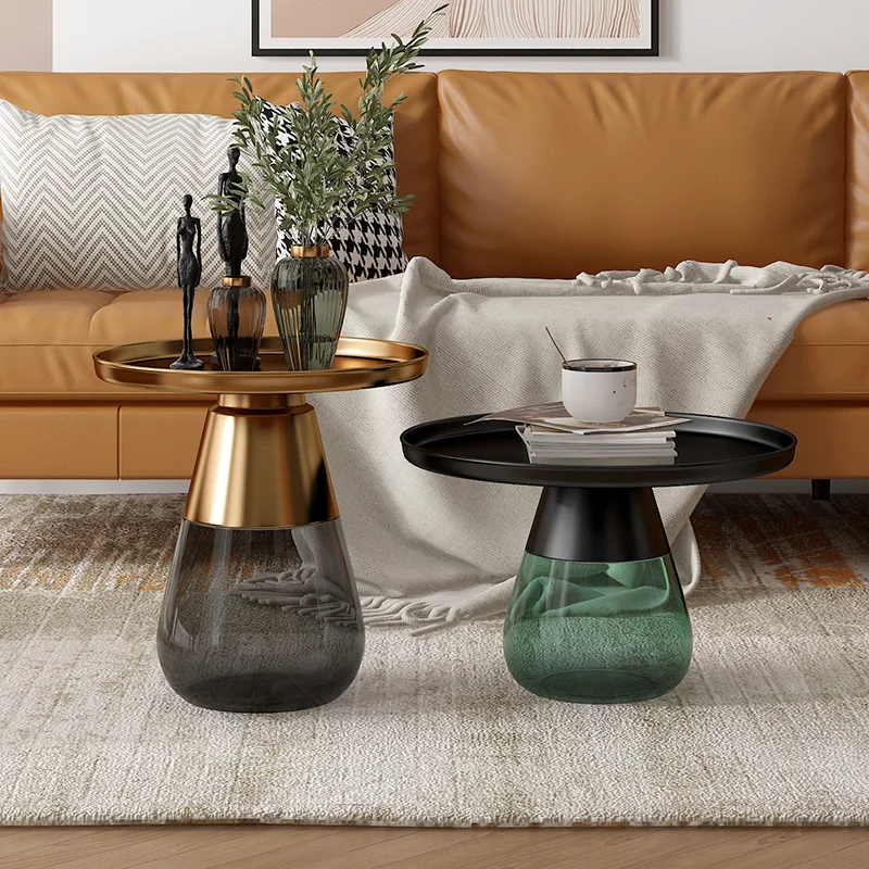 Design de luxo mesas de café designer mesa lateral simples mesas de café de vidro de bronze bistro centro mesa plegable móveis de escritório