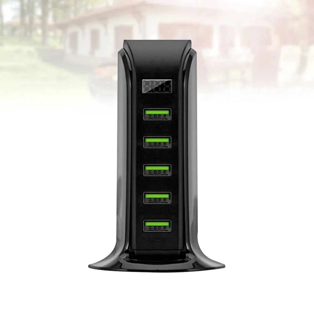 

1PC 5 Ports USB Travel Wall 5V/4A Multi Ports Adapter Smart Digital Display with US Plug (Black Red Screen