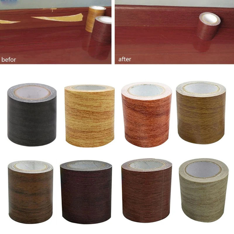 1 Rotolo 5.7Cm X 4.57M Nastro Adesivo Per Riparazione Di Venature Del Legno Realistico Ristrutturazione Di Mobili Adesivo Battiscopa Linea In Vita Ade