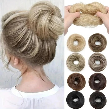 1 Pezzo Chignon Sintetico Effetto Disordinato con Elastico per Estensione Capelli, Accessorio per Acconciature Quotidiane da Donna