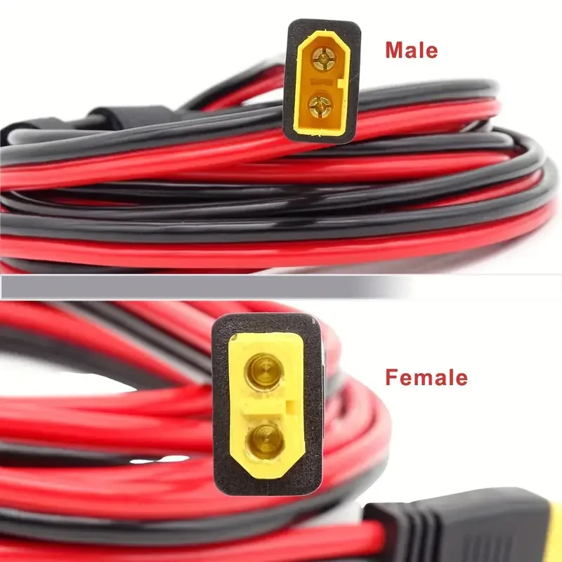 XT60 Male To Connector Female Extension Cable extension cable solar panel connector cable 12AWG For RV Portable Power Station Solar Generator RC Battery