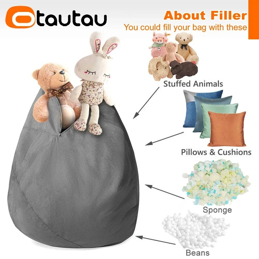 OTAUTAU Cotton Linen Bean Bag Cover DD002【No Filler Inside!You Need To Fill It By Yourself !】