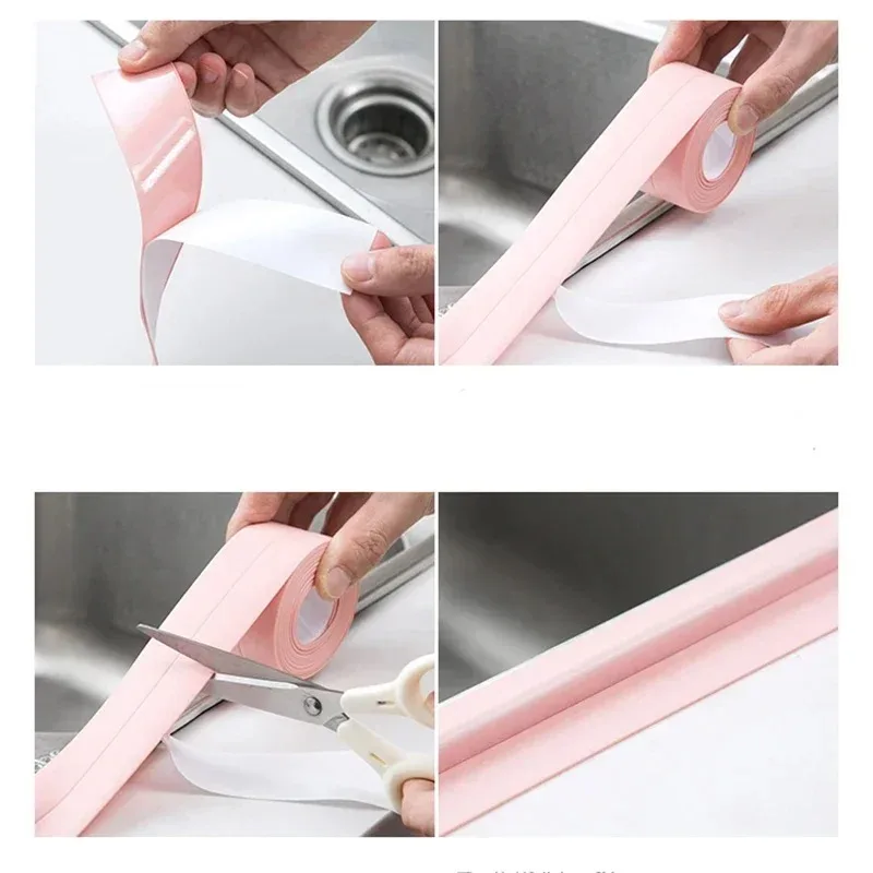 Tape PVC Crack Tape For Bathroom and Kitchen Anti-mildew Waterproof Sealing Sink Wallpaper Border Tape For Kitchen Gadgets