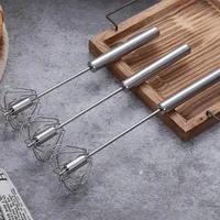 Batteur à œufs semi-automatique à pression manuelle, accessoires de cuisine en acier inoxydable, outils, ustensiles à crème à rotation automatique, fouet mélangeur manuel 4