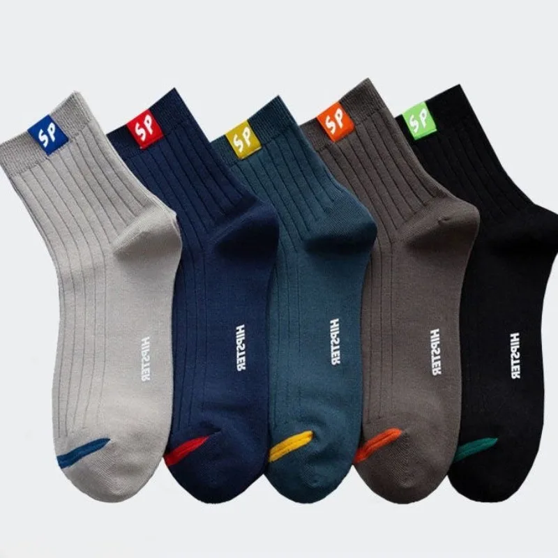 

5 Pairs Mens Letters Short Socks Spring Autumn Shallow Low Top Sport Socks Trend in Tube Socks Warm Breathable Cotton Socks