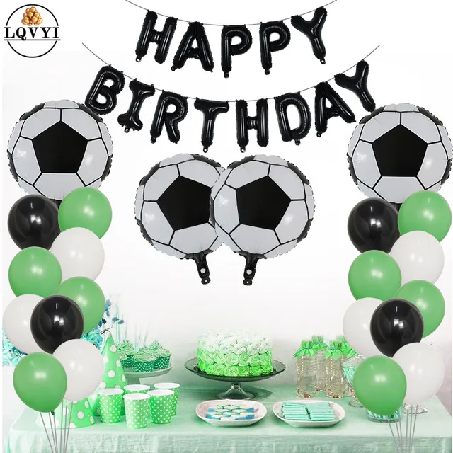 23 db Labdarúgó Fólia Léggömbök Fehér Fekete Latex Ballon Szett 18 Hüvelykes Foci Gömbök Kisfiú Lány Boldog Születésnapi Party Dekorok - Image 2