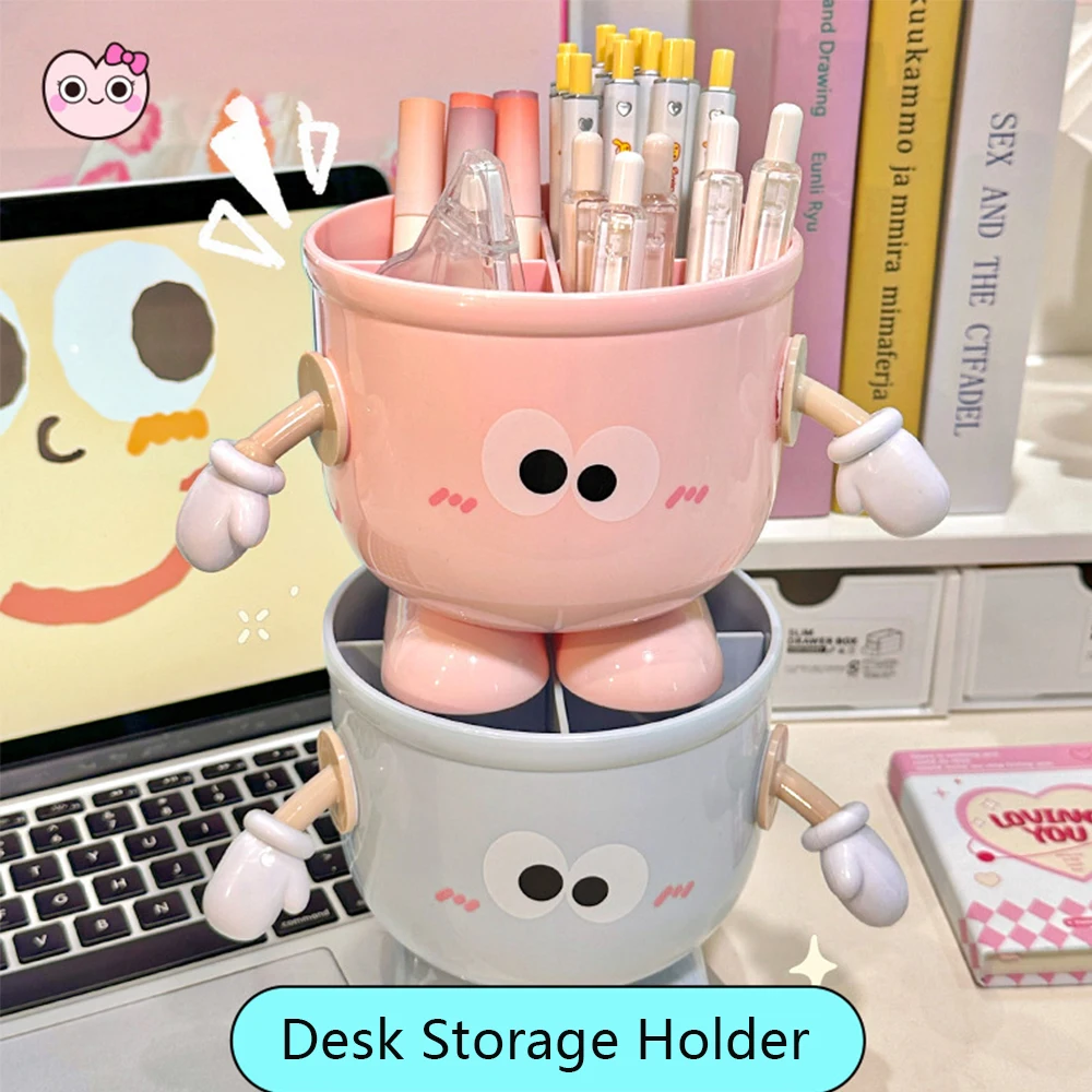New Multipurpose Pen Holder Cartoon Multifunction Desktop Organizer Stationery Plastic Desk Storage Holder