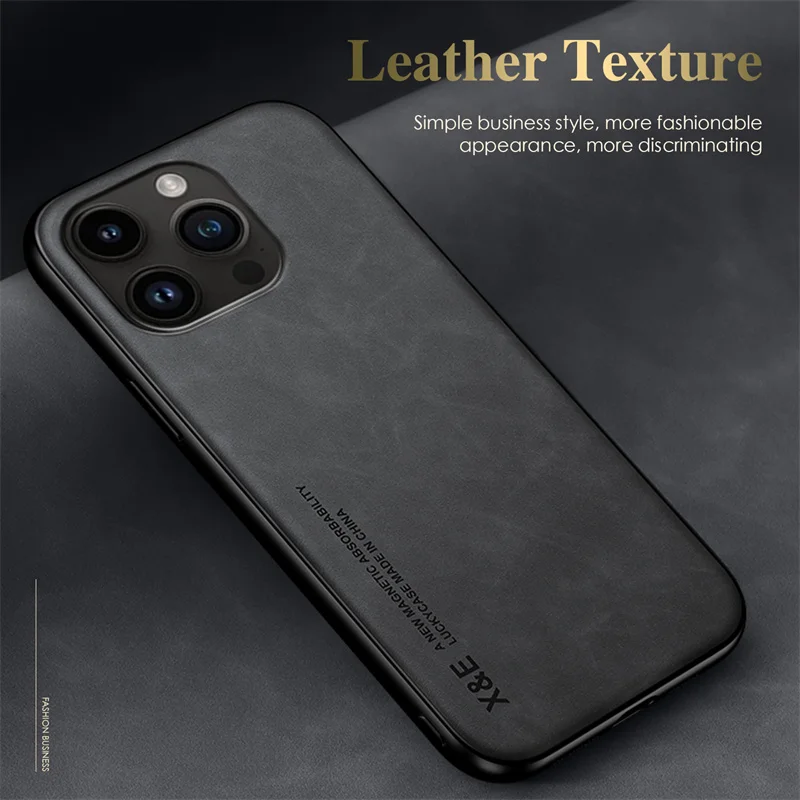 Luxury Magnetic Sheepskin Matte Leather Phone Case - Slim Back Cover