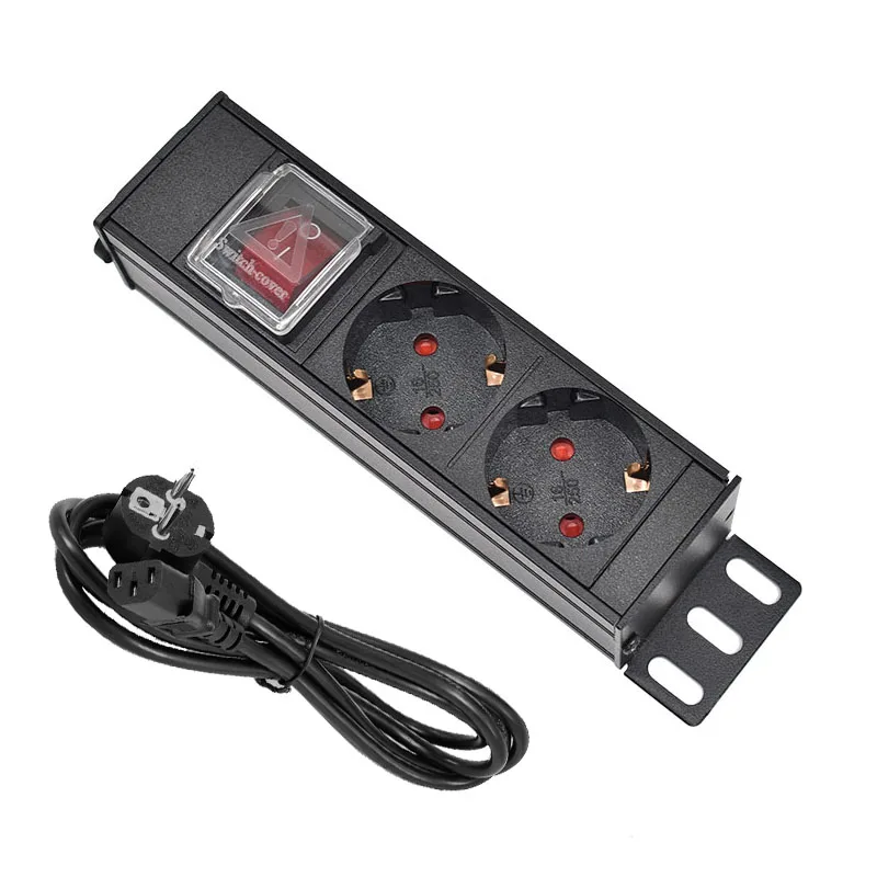 

PDU Power Strip Distribution Unit Cabinet 2 Way AC German Socket Break Switch Aluminum alloy shell C14 Interface SPD