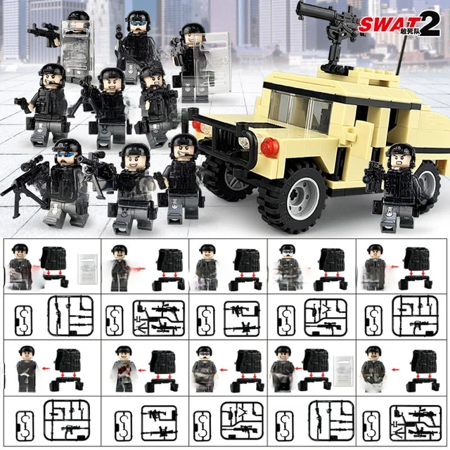 22 pcs Military Wars Assembled Building Blocks Special Forces Soldiers Bricks Guns Weapons Compatible Brick Toys 4