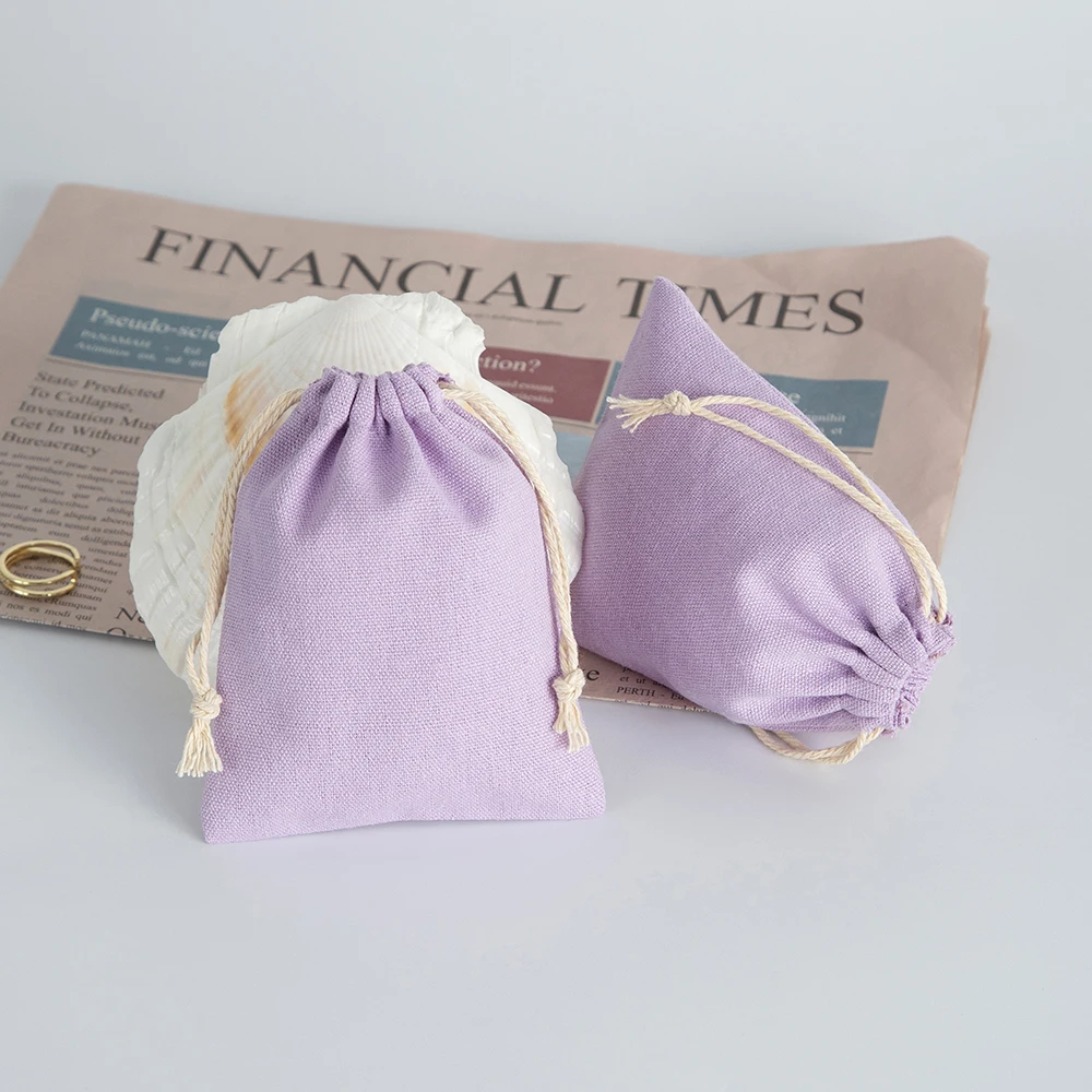 100pcs Bulk Canvas Natural Cotton Drawstring Gift Pouch Wedding Necklace Bracelet Rings Earrings 5x7cm Packaging Storage Bag