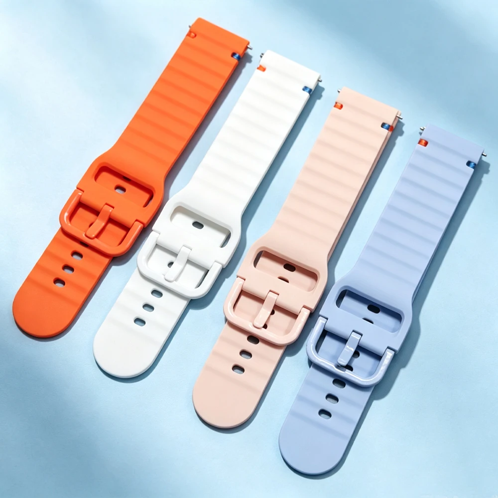 Breathable Silicone Replacement Strap, 20mm/22mm - Wave Design Bracelet