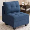 Middle Module Seat for Modular Sofa Sectional Couch with Storage Accent Armless Sofa Chair Modern Fabric Blue Children's Sofas 1