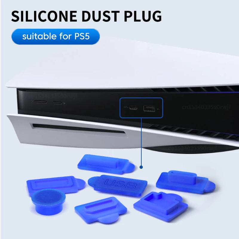 

7PCS Silicone Dust Plugs Set USB Interface Anti-dust Cover Dustproof Plug For PS5 Playstation 5 Game Console Accessories Parts