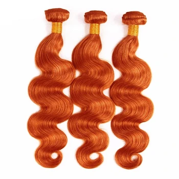 #350 Color Ginger Orange Bundles Body Wave Human Hair Bundles Dark Orange Double Weft Brazilian Virgin Real Remy Hair Extensions 1
