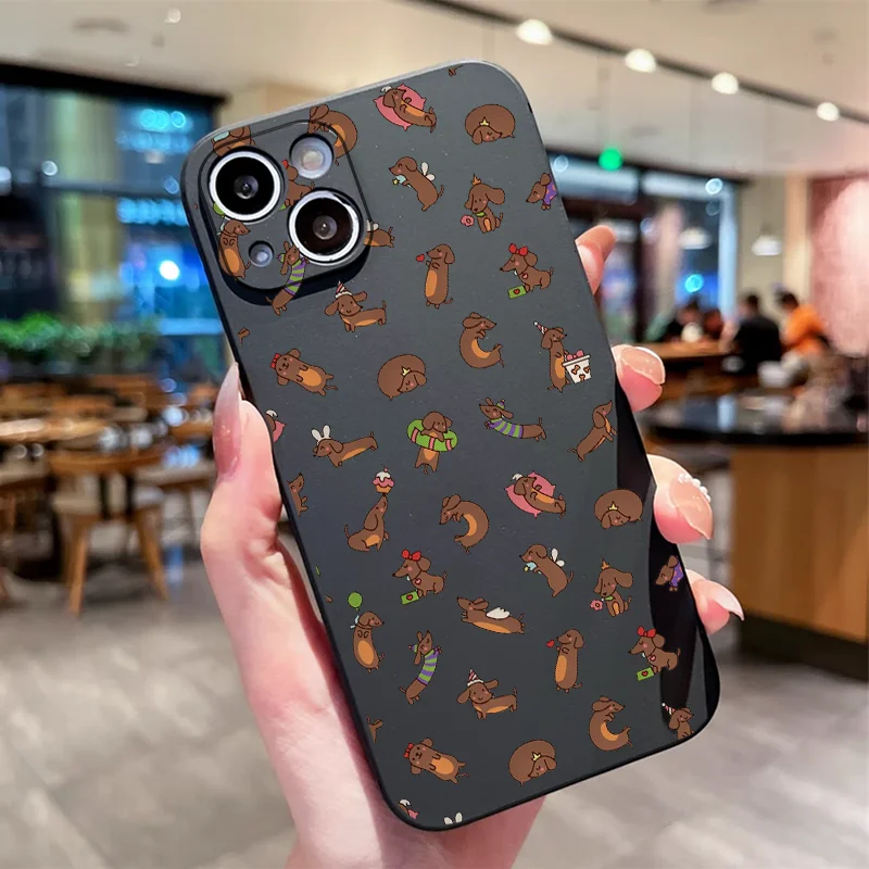 Adorable Dachshund Cartoon Dog Phone Case - Soft Protective Cover