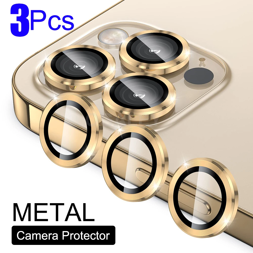 3pcs Case For Iphone 12 13 Pro Max Case Metal Camera Lens Protector For