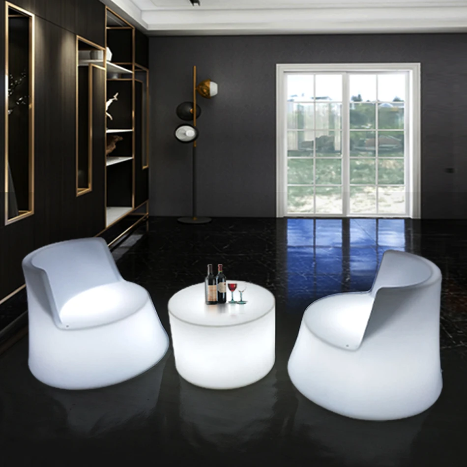 

Charging luminous coffee table Seahorse chair small round table remote control color combination furniture bar stool casual char
