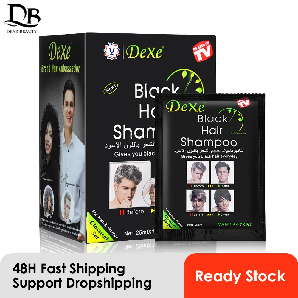 Hair Dye Shampoo 25ml 10Pcs Black Hair Shampoo Dye Hair Into Black Herb Natural Colorant Shampoo Treatment