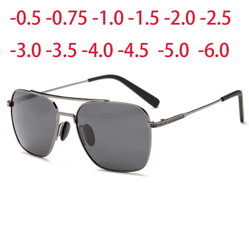 Square Myopia Sunglasses Vintage Eyeglasses UV Driving Eye Glasses Fashion Men Prescription Diopter Eyewear 0 -0.5 -0.75 To -6.0