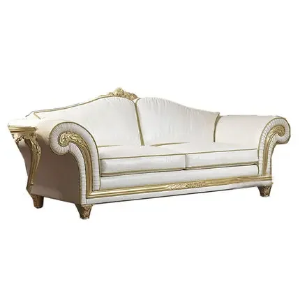 European style luxury combination sofa solid wood carving golden three person sofa whole leather large family ssttee