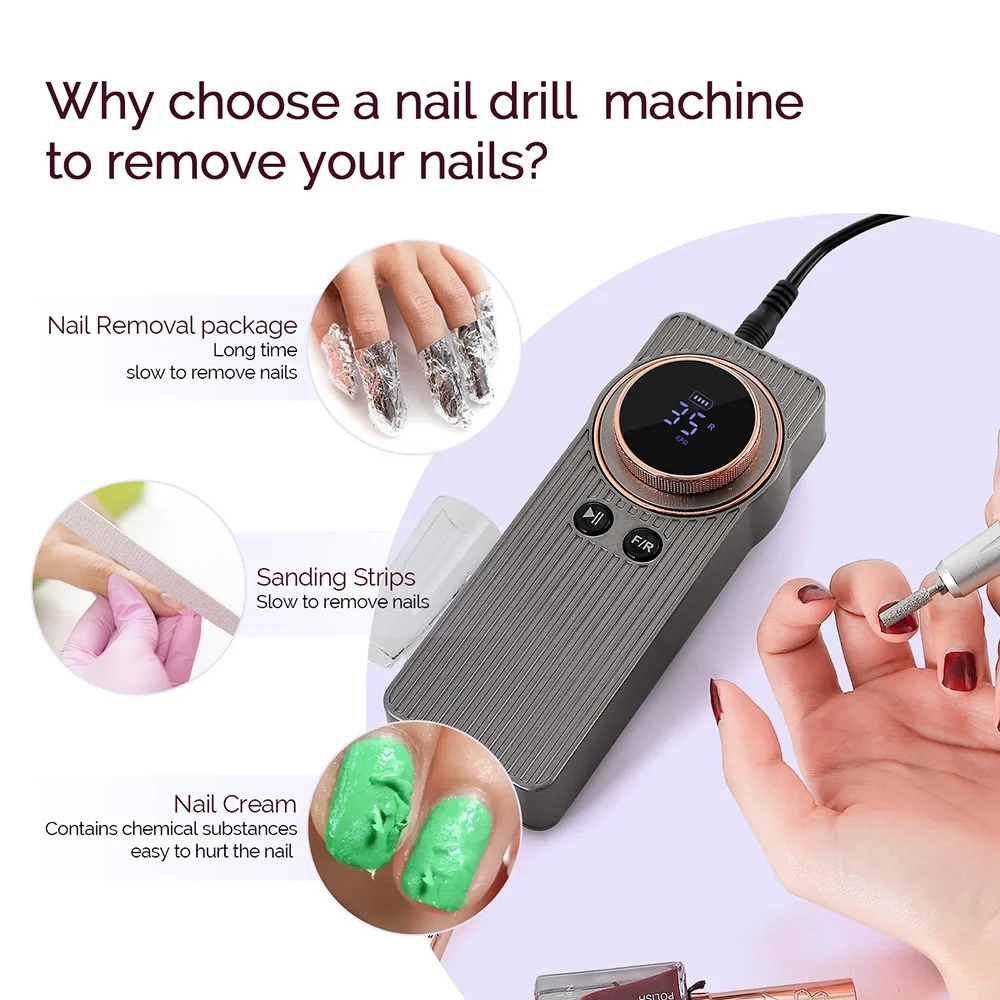35000RPM Wireless Use Nail Drill Machine 1200mAh Nail Drill Milling Sander Nail Art Manicure Grinder Nail Polisher Cutter Kit