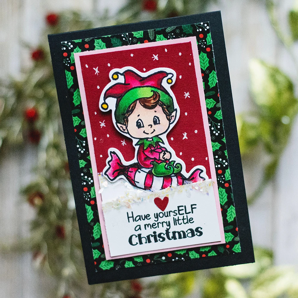 Elf Bär mit Zuckerstange Form Messer Klare Stempel CLAW-MAS Wortspiel Wörter für DIY Scrapbooking Dekor Grußkartenherstellung Vorlage – Detail 5