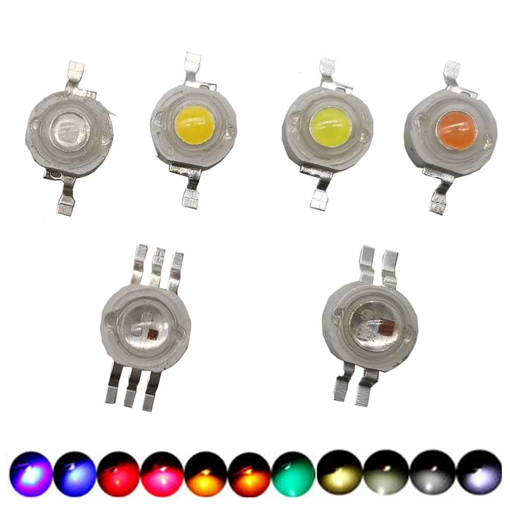 100pcs 1W 3W LED High Power LEDs Super Brightness Deep Red 660nm Royal Blue 445nm Pink Full Spectrum White Yellow Light Source | Освещение