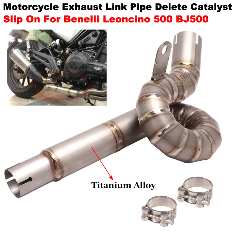 

Motorcycle Exhaust Escape Muffler System Modify Titanium Alloy Middle Link Pipe Delete Catalyst For Benelli Leoncino 500 BJ500