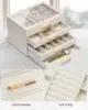 4 Layer Jewelry Box for Women, Glass Lid Jewelry Organizer with 4 Drawers for Necklaces Rings Earrings Bracelets - Cloud White 5