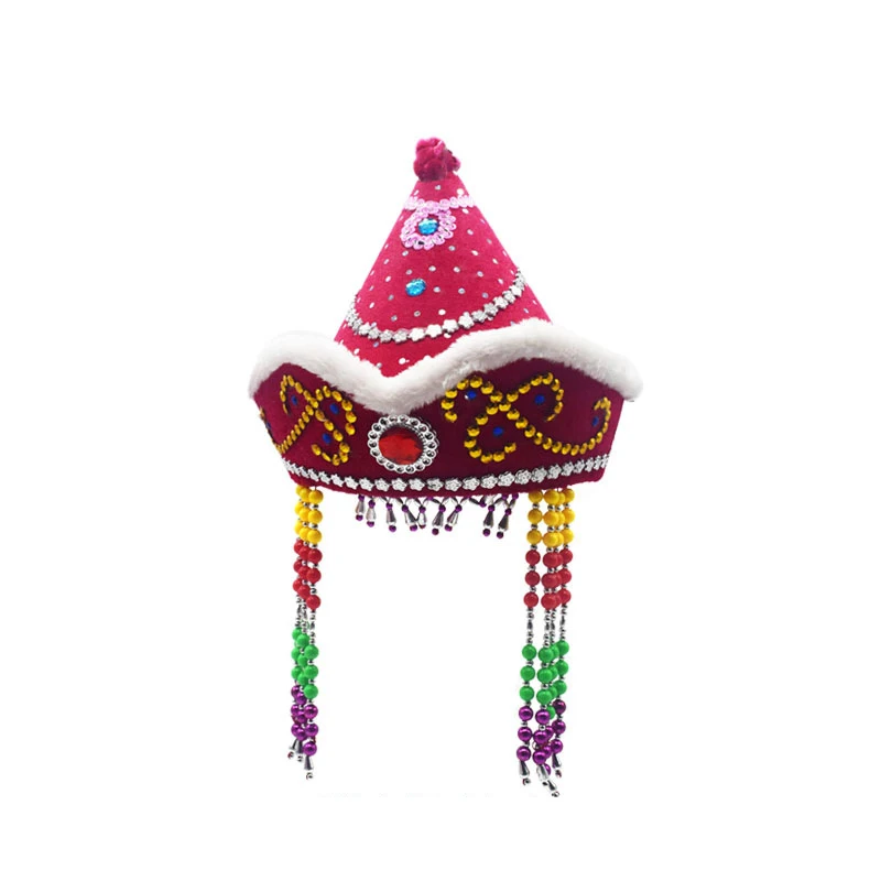 Kinder mongolische Jurte geformte Königin Prinzessin Hut Kopfschmuck Frauen mongolische nationale Minderheit Hut Festival Tanz Kopf bedeckung Kostüm – Detail 9