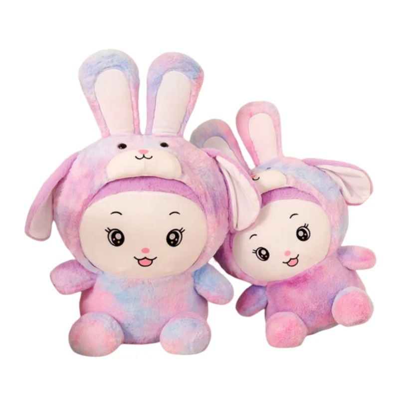 New Lovely Creative Colorful Transform Into Rabbit Plush Toys Sofa Pillow Decoration Girls Kids Birthday Christmas Presents