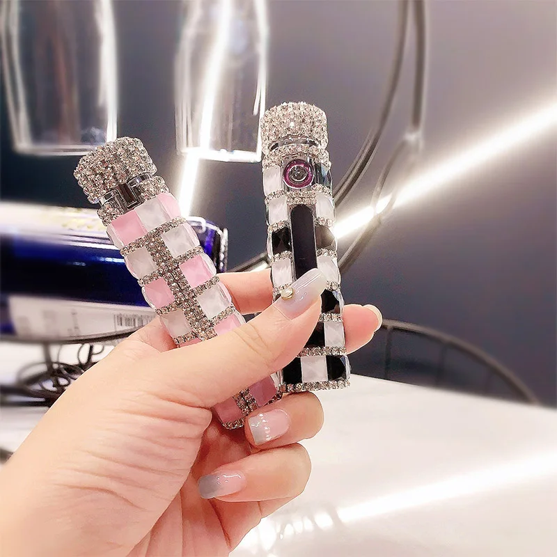 Diamond Double Arc Cute Lighter, Portable Cigarette, USB Charging, Windproof, Induction, Personalized, Cool Gift for Lady