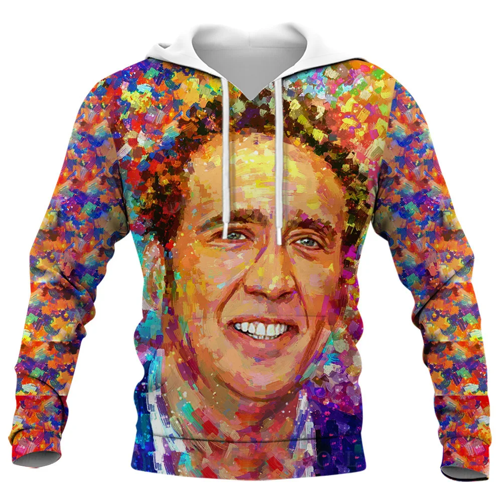 

New 3D Printing Actor Nicolas Cage Fashion Men Women Tracksuits Crewneck Hoodies Plus Size S-7XL Harajuku Four Seasons Casual